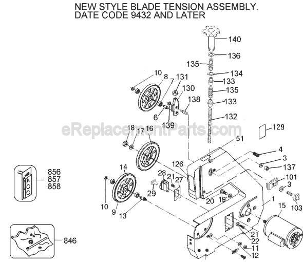 Page B Diagram and Parts List for 9443 Type 1 Black and Decker Band Saw